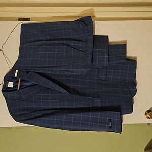 Suit men haband executive division, color blue/grey window pane coat size 48R.pa
